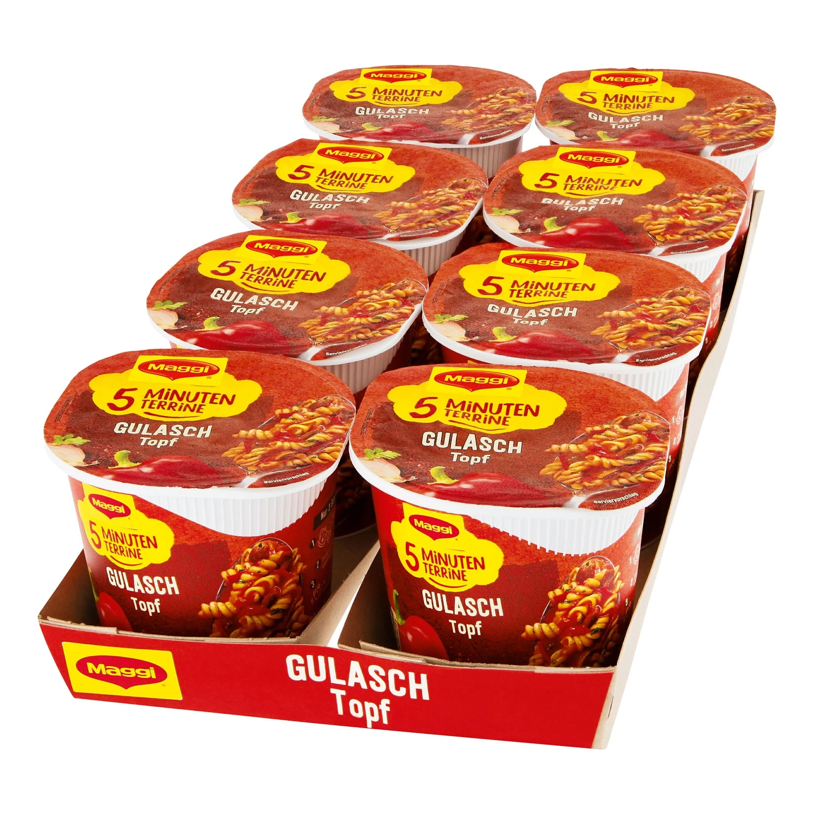 Maggi 5 Minuten Terrine Gulaschtopf 57 G, 8er Pack