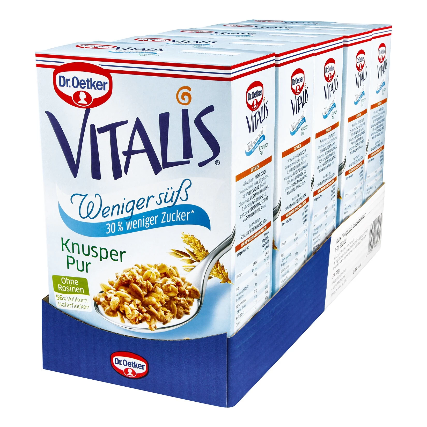 Dr. Oetker Vitalis Weniger Süß Knusper Pur 600 G, 5er Pack