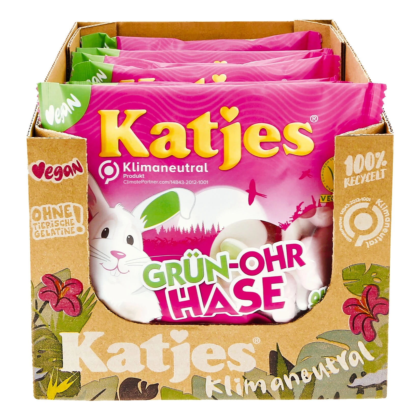 Katjes Fruchtgummi Grün Ohr Hase 200 G, 16er Pack