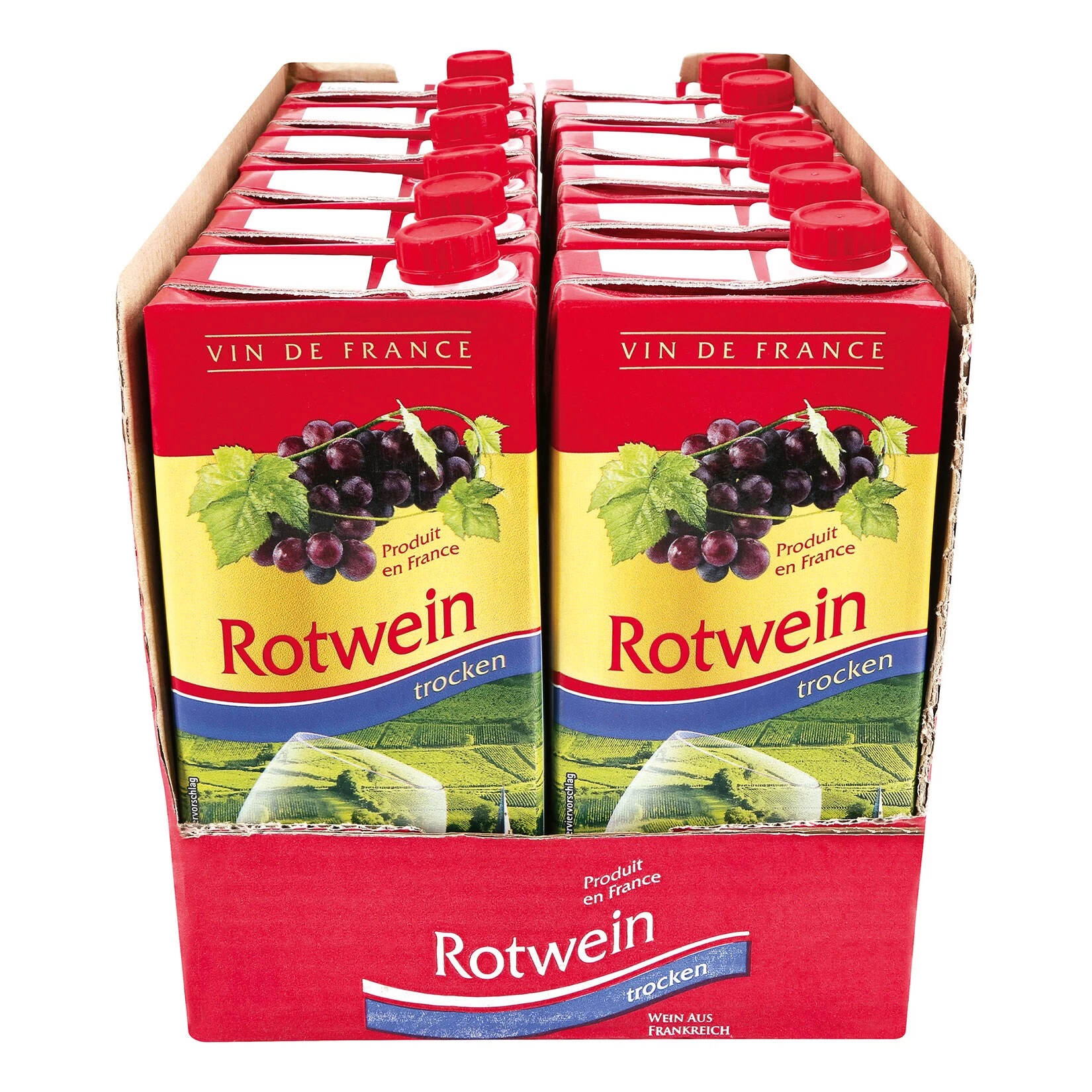 Vin De France Rotwein 12,0 % Vol 1 Liter, 12er Pack
